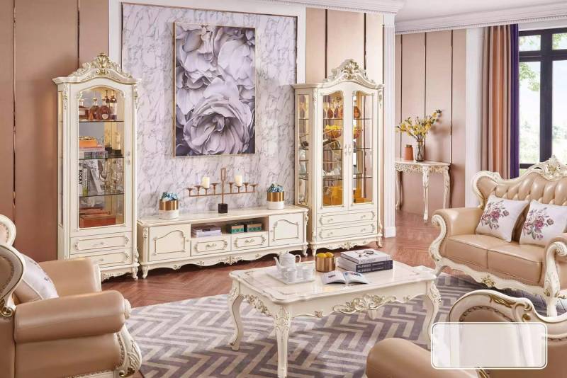 JVmoebel Wohnzimmer-Set Elegantes Wohnzimmer Set mit TV Stand und 2 Vitrinen, (4-St., 1x TV Ständer + 2x Vitrine + 1x Couchtisch), Made in Europa von JVmoebel