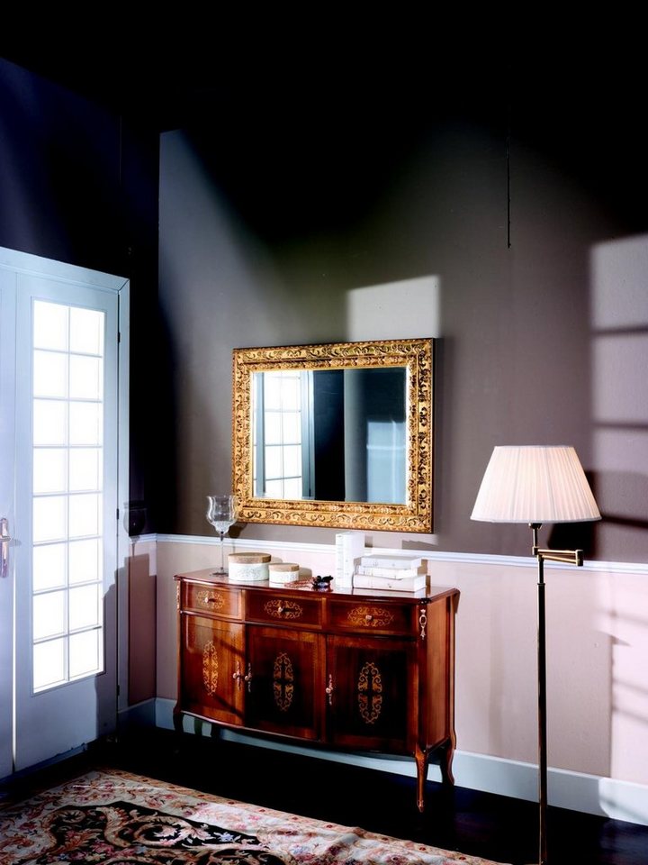JVmoebel Wohnzimmer-Set Holz Luxus Italienische Möbel 2tlg Set Möbel Stil Barock Kommode mit Spiegel von JVmoebel