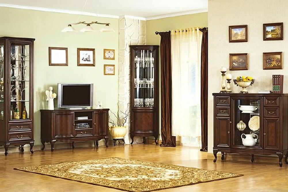 JVmoebel Wohnzimmer-Set Italienisches Wohnzimmer Möbel Set 4-teilig Vitrine Kommode RTV, Made in Europa von JVmoebel