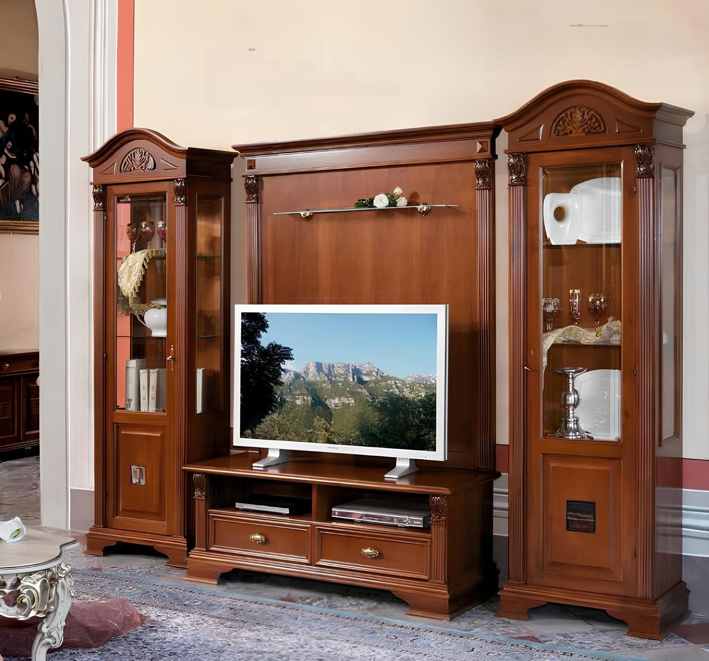 JVmoebel Wohnwand Klassisches Sideboard für das Wohnzimmer mit Vitrinenregal, Made in Europa JVmoebel Wohnwand Klassisches Sideboard für das Wohnzimmer mit Vitrinenregal, Made in Europa von JVmoebel