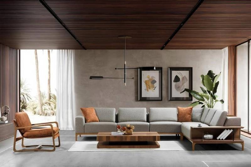 JVmoebel Ecksofa Komfortabel Grau Ecksofa L-Form Sessel Modern Textil Sofa Set, 2 Teile, Made in Europa von JVmoebel