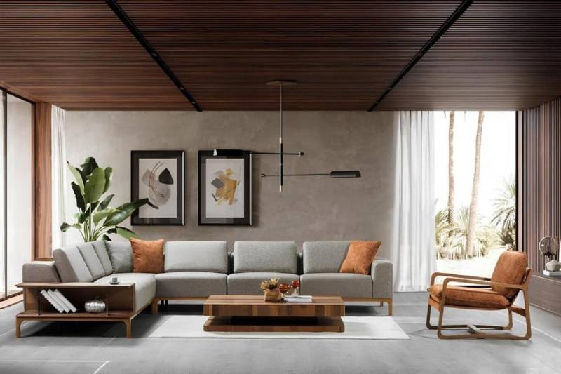 JVmoebel Ecksofa Komfortabel Grau Ecksofa L-Form Sessel Modern Textil Sofa Set, 2 Teile, Made in Europa von JVmoebel