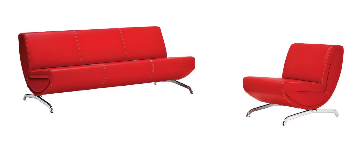 JVmoebel Polstergarnitur Ledersofa Sofagarnitur 3+1 Couch Sitz Polster Sofa 3-Sitzer Garnitur, (2-tlg., 3-Sitzer Sofa + Sessel), Made in Europa von JVmoebel