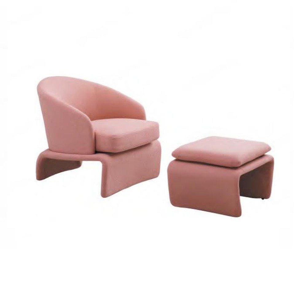 JVmoebel Wohnzimmer-Set Lounge Set in Rosa - Moderner Sessel und Hocker, (2-St., 1x Sessel + 1x Hocker), Made in Europa von JVmoebel