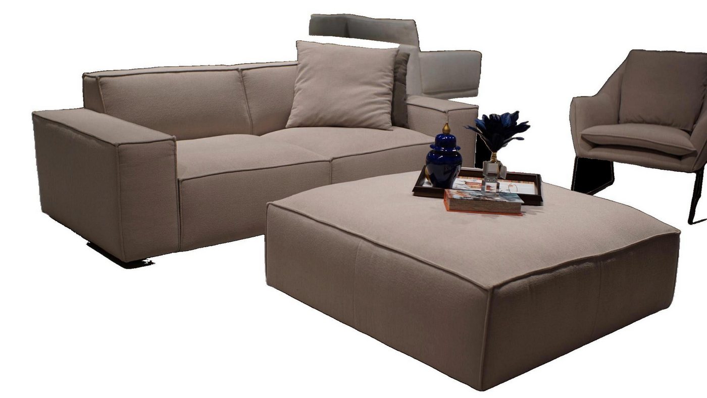 JVmoebel Wohnzimmer-Set Luxus Wohnzimmer Komplett 2tlg Design Sofa Dreisitzer Hocker, (2-St., Sofa 3 Sitzer + Hocker), Made in Europa von JVmoebel