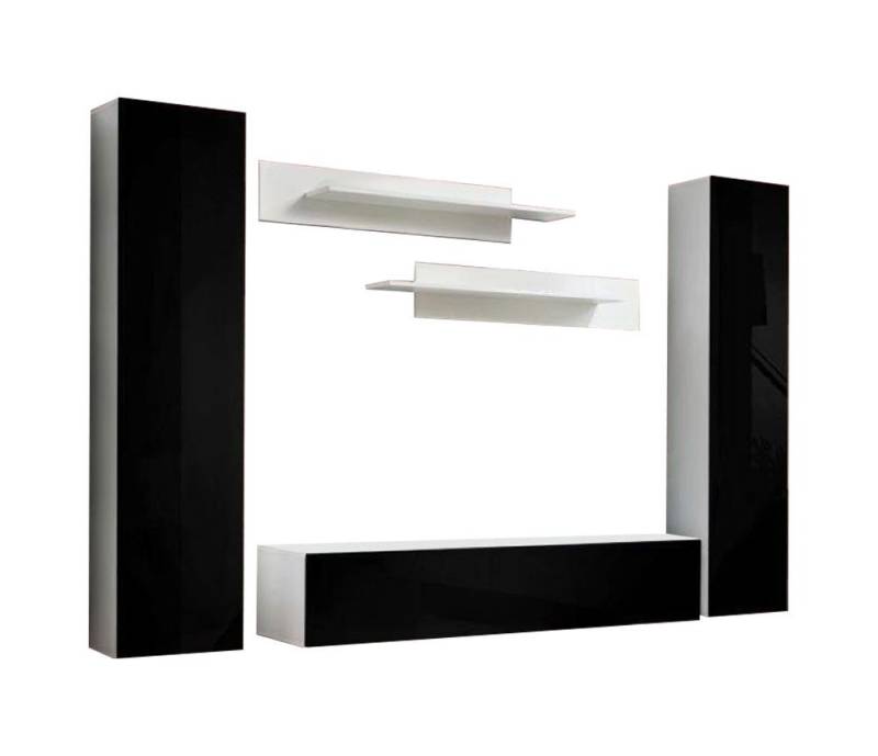 JVmoebel Wohnzimmer-Set Modern Design Wohnwand Holz Wand Regale Komplett TV-Ständer, (40-St), Made in Europa von JVmoebel