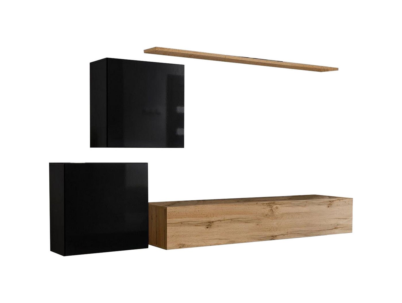 JVmoebel Wohnzimmer-Set Modern Neu Wohnwand Sideboard Braun Designer Wohnzimmer Möbel Holz, (5-St., 1x Wohnwand + 1x TV Ständer + 2x Wandschrank + 1x Wandregal), Made in Europa von JVmoebel