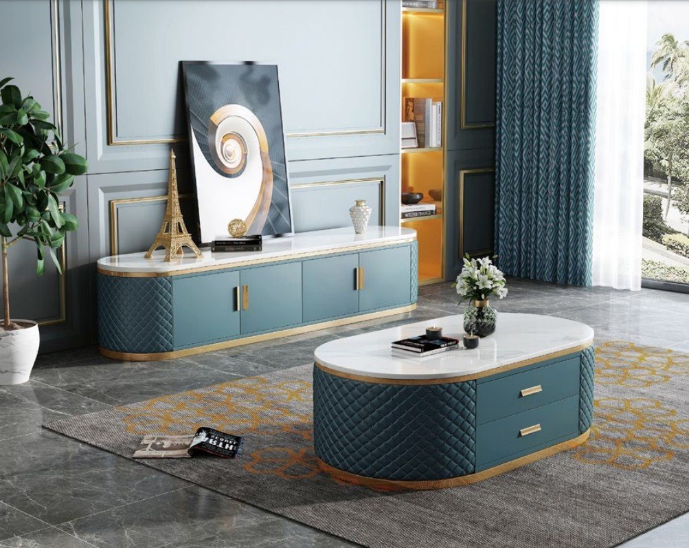 JVmoebel Wohnzimmer-Set Moderne Anrichte Lowboard 2-teilig für das Wohnzimmer, (Sideboard + Couchtisch), Made in Europa von JVmoebel
