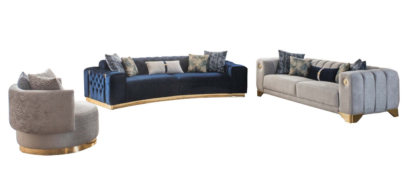 JVmoebel Wohnzimmer-Set Moderne Wohnzimmer Polstermöbel Designer Viersitzer 3-Sitzer 2x Sessel, (Sofa 4 Sitzer / Sofa 3 Sitzer / 2x Sessel), Made In Europe von JVmoebel