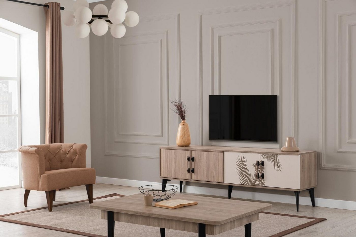 JVmoebel Wohnzimmer-Set Moderne Wohnzimmer TV-Schrank Luxuriöser Couchtisch Holz Möbel, (2-St., Nur TV-Schrank + Couchtisch), Made in Europa von JVmoebel