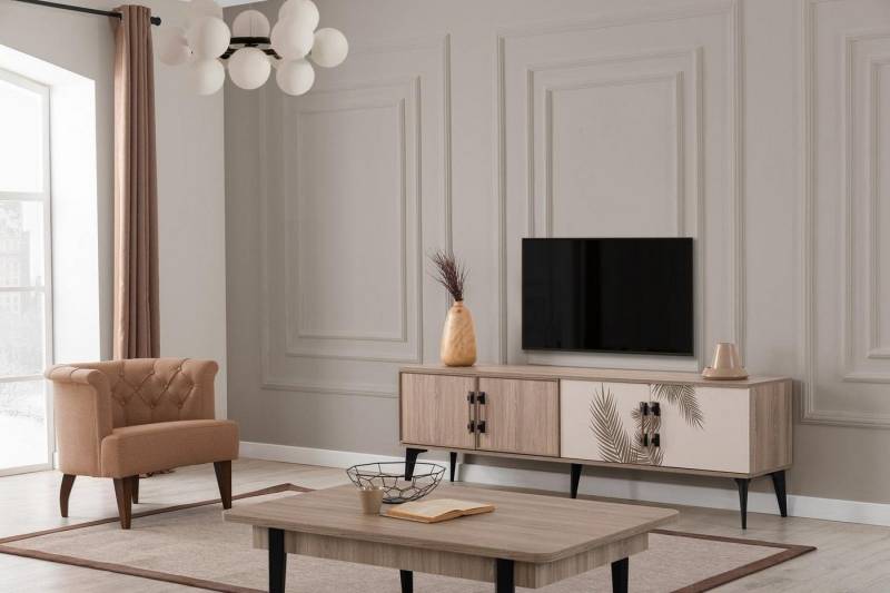 JVmoebel Wohnzimmer-Set Moderne Wohnzimmer TV-Schrank Luxuriöser Couchtisch Holz Möbel, (2-St., Nur TV-Schrank + Couchtisch), Made in Europa von JVmoebel