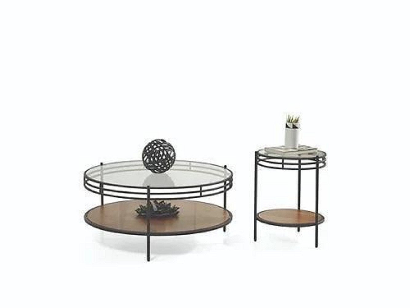 JVmoebel Wohnzimmer-Set Modernes Couchtisch-Set Designer Rundtisch Glastisch Kaffeetisch 2tlg, (2-St., 1x Couchtisch + 1x Beistelltisch), Made in Europa von JVmoebel