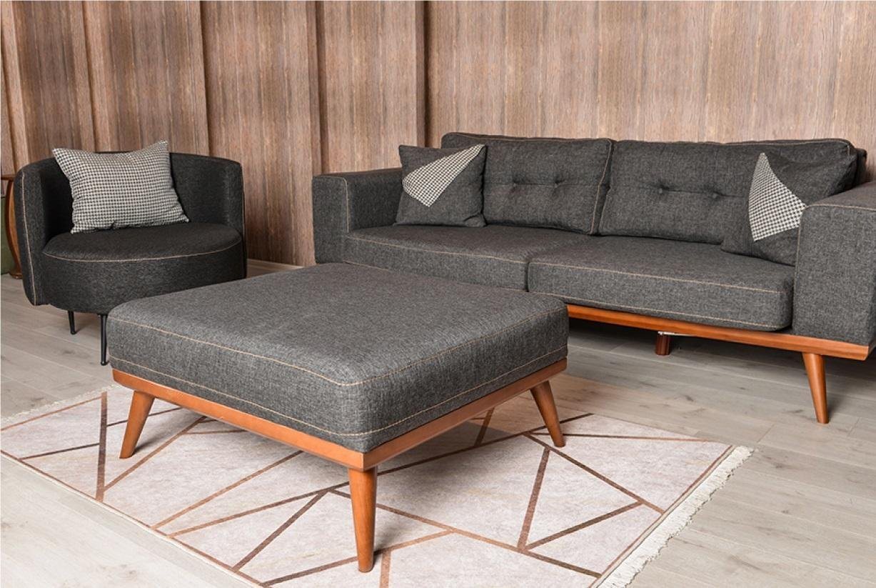 JVmoebel Wohnzimmer-Set Modernes Ecksofa Mit Sessel Wohnzimmergarnitur Einrichtungsmöbel 3+1, (3-St., 1x 3-Sitzer mit Hocker + 1x Sessel), Made in Europa von JVmoebel