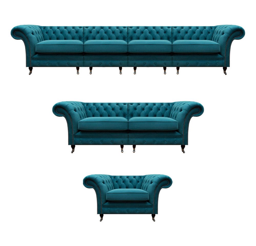 JVmoebel Wohnzimmer-Set Polstermöbel Designer Sofas Couchen Sessel Luxus Sitz Wohnzimmer, (3-St., 1x 4-Sitzer Sofa+1x 2-Sitzer Sofa+1x Sessel), Made in Europa von JVmoebel