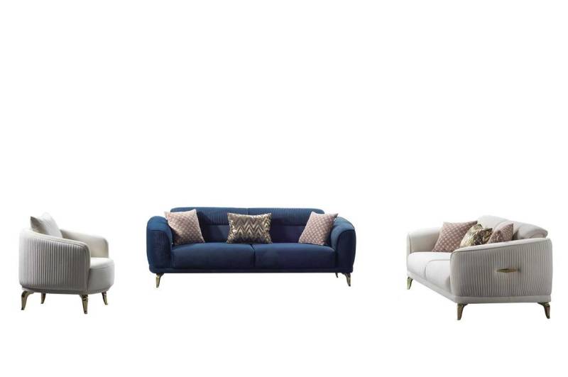 JVmoebel Polstergarnitur Sitzgarnitur Sofa-Set Wohnlandschaft Wohnzimmergarnitur, (3-tlg., 2x 3-Sitzer Sofas + Sessel), Made in Europa von JVmoebel