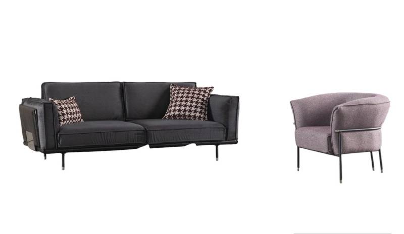 JVmoebel Polstergarnitur Sofa 3+1 Sitz in Grau Moderne Sofagarnitur Italienische Einrichtung, (2-tlg., 1x 3-Sitzer + 1x 1-Sitzer), Made in Europa von JVmoebel