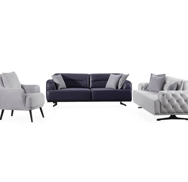 JVmoebel Polstergarnitur Sofa 3-Sitzer Couch Sitzgruppe Sessel Polsterkombination Garnitur, (3-tlg., 2x 3-Sitzer Sofas, Sessel), Made in Europa von JVmoebel