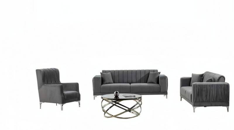 JVmoebel Polstergarnitur Sofa 3-Sitzer Wohnzimmer-Set Couch Komplettsofa Lounge-Garnitur, (3-tlg., 2x 3-Sitzer Sofas + Sessel), Made in Europa von JVmoebel
