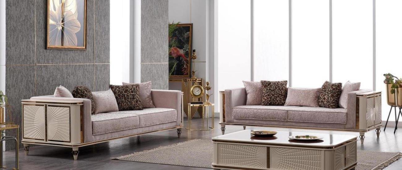 JVmoebel Wohnzimmer-Set Sofa Couch Polster Möbel Designer Couchen 3+3 Sitzer Textil Big Sofas, (2-St., 2x nur 3-Sitzer ohne Couchtisch), Made in Europa von JVmoebel