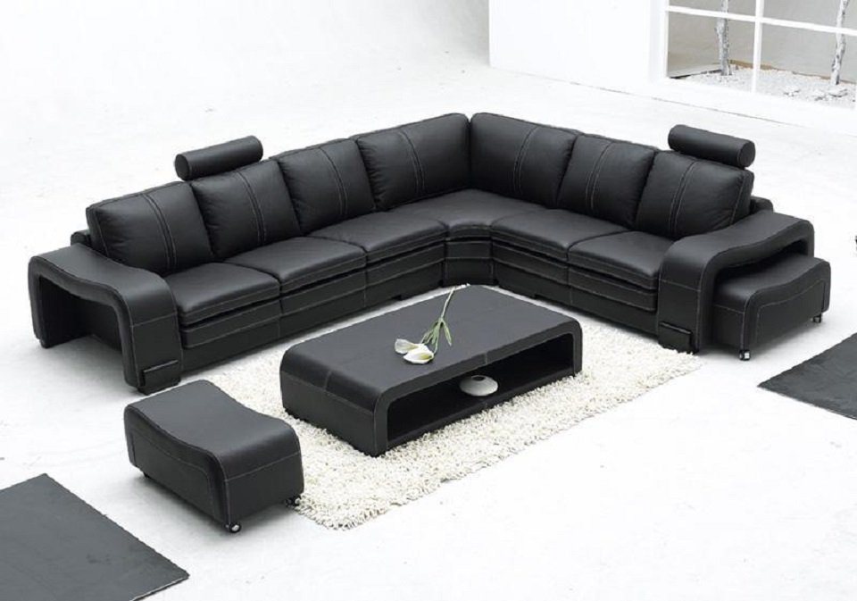 JVmoebel Wohnzimmer-Set Sofa Set Polster Wohnlandschaft Ecksofa Hocker Couchtisch 3tlg von JVmoebel