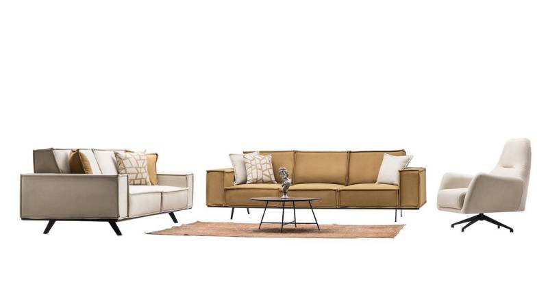 JVmoebel Polstergarnitur Sofa Set Wohnzimmergarnitur Garnitur Sessel Sofagarnitur, (3-tlg., 4+3+1 Sitzer Sofas), Made in Europa von JVmoebel