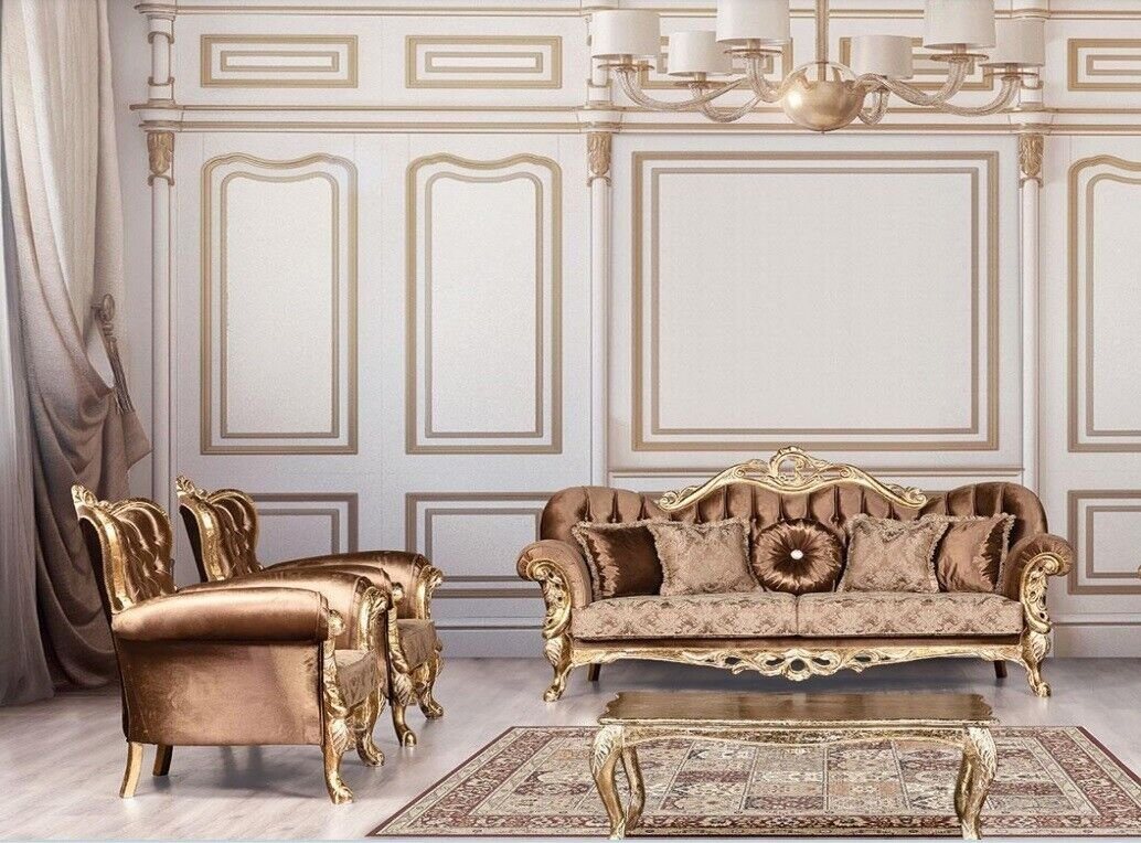 JVmoebel Wohnzimmer-Set Sofagarnitur 3+1+1 Sitzer Luxus Garnitur Sofa Sofas Sessel Set Barock, (3-St) von JVmoebel