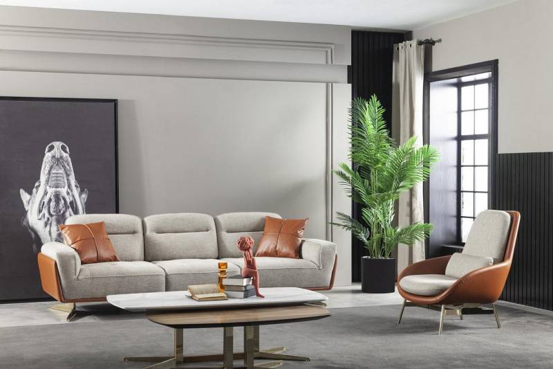 JVmoebel Polstergarnitur Sofagarnitur 3+1 Sitzer Couch Möbel Set 3tlg. Sitzgarnitur Wohnzimmer, (4-tlg., 1x 3-Sitzer + 1x Sessel + 2x Couchtisch), Made in Europa von JVmoebel