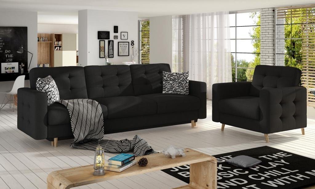 JVmoebel Wohnzimmer-Set Sofagarnitur 3+1 Sitzer Sitzpolster Leder Sofas Couchen Polster Sofa von JVmoebel