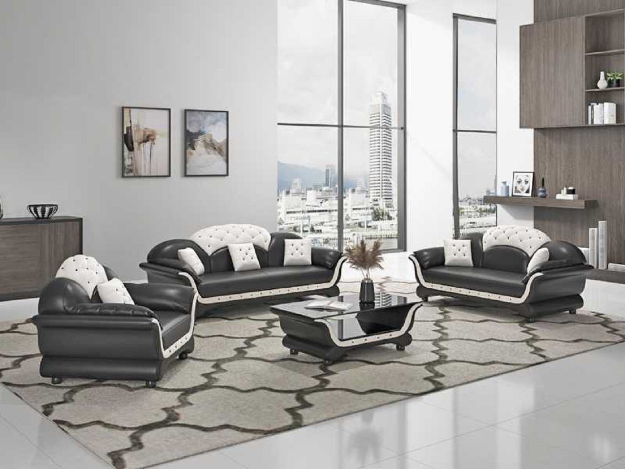 JVmoebel Wohnzimmer-Set Sofagarnitur Couchgarnitur Ledersofa Sofa Komplette 3tlg Sofas, (3-St., Nur Sofa 2+3 Sitzer + Sessel), Made in Europe von JVmoebel