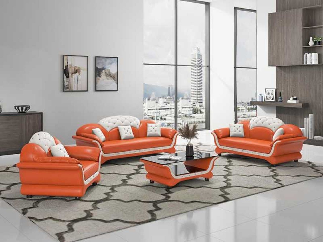 JVmoebel Wohnzimmer-Set Sofagarnitur Couchgarnitur Ledersofa Sofa Komplette 3tlg Sofas, (3-St., Nur Sofa 2+3 Sitzer + Sessel), Made in Europe von JVmoebel