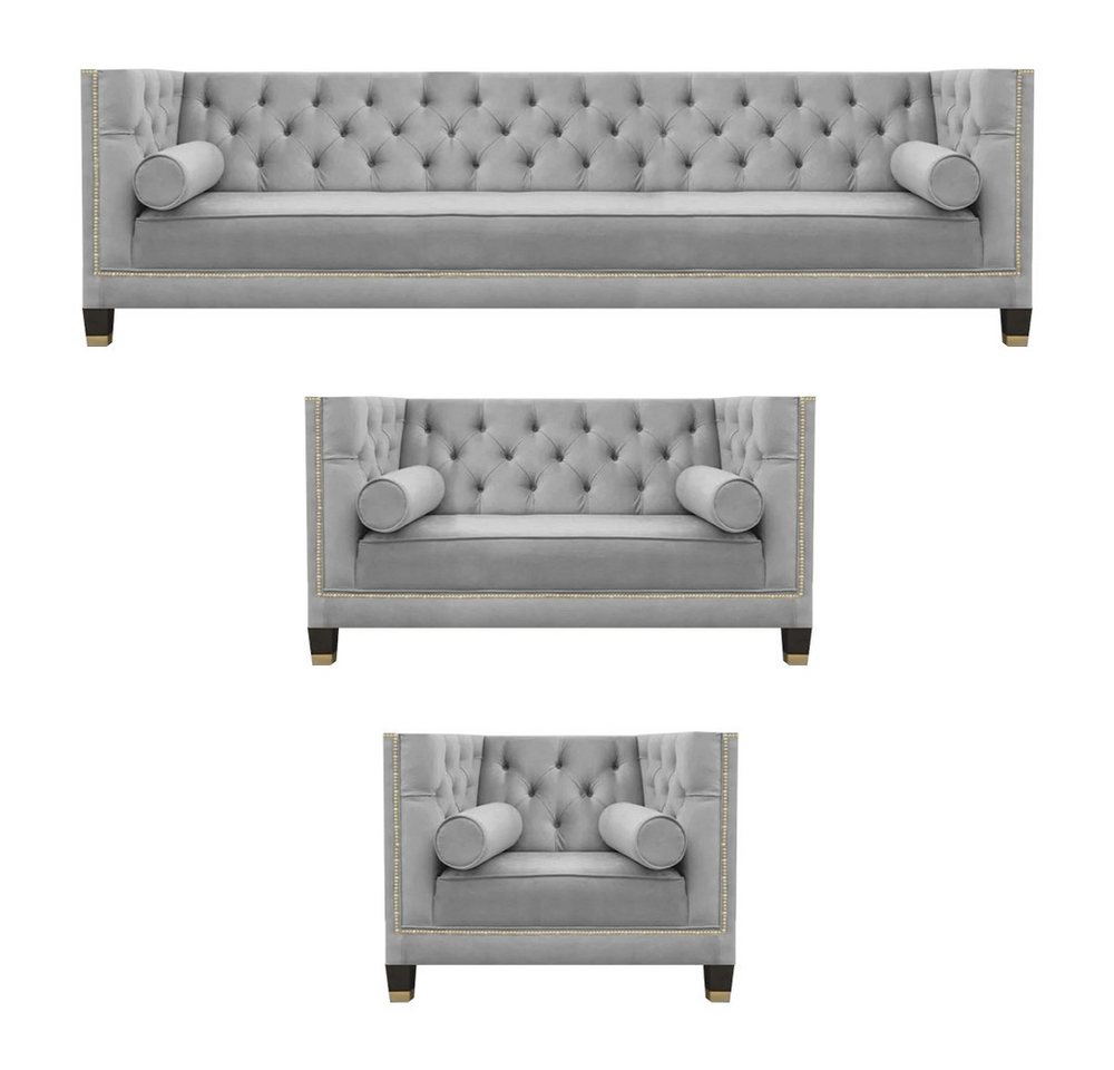 JVmoebel Wohnzimmer-Set Sofagarnitur Designer Sofas Couch Wohnzimmer Luxus 4+2+1 Couchgarnitur, (3-St., 1x 4-Sitzer Sofa+ 1x 2-Sitzer Sofa+1x Sessel), Made in Europa von JVmoebel