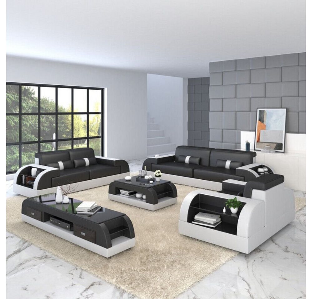 JVmoebel Wohnzimmer-Set Sofagarnitur Polster 321 Sitzer Set Design Sofas Couches Leder Sofort, (3-St., Sofagarnitur 3+2+1 Sitzer), Made in Europa von JVmoebel