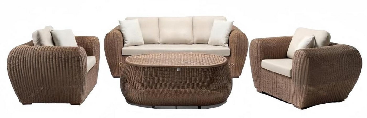 JVmoebel Gartenlounge-Set Sofagarnitur set 3 Sitzer Sofas 2x Sessel Couchtisch Terrasse Moderner, (4tlg Set(Sofa 3 Sitzer+2x Sessel+Couchtisch), Made in Europa von JVmoebel