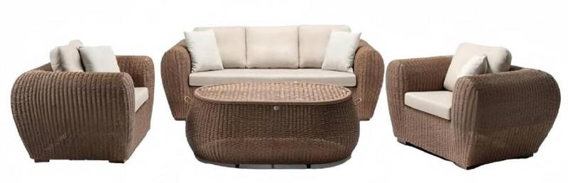 JVmoebel Gartenlounge-Set Sofagarnitur set 3 Sitzer Sofas 2x Sessel Couchtisch Terrasse Moderner, (4tlg Set(Sofa 3 Sitzer+2x Sessel+Couchtisch), Made in Europa von JVmoebel