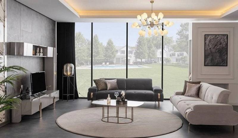 JVmoebel Wohnzimmer-Set Sofas 3 Sitzer Couchtisch Sideboard Wandschrank Bücherregal Wohnwand, (6-St., Sideboard), Made in Europa von JVmoebel