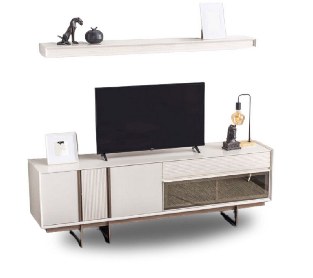 JVmoebel Wohnzimmer-Set Stilvolle Wohnwand Designer TV-Lowboard Moderne Regale Robuste Möbel, (2-St., Tv Lowboard/Regal), Made in Europa von JVmoebel