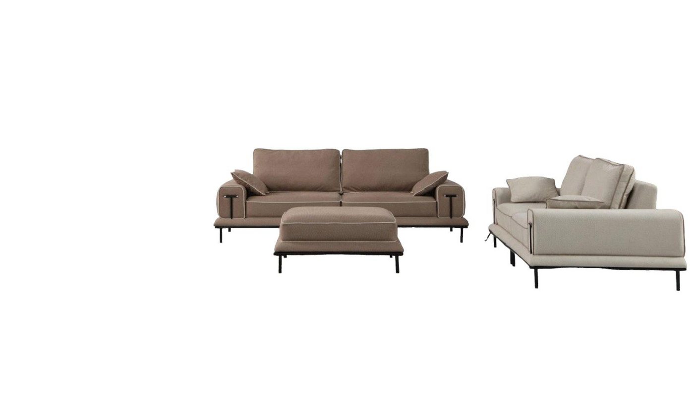 JVmoebel Wohnzimmer-Set Stilvolle Wohnzimmer Garnitur Designer Poslter Sofas Einsitzer Hocker, (5-St., 2x 3-Sitzer Sofas+2x Sessel+1x Hocker), Made in Europa von JVmoebel