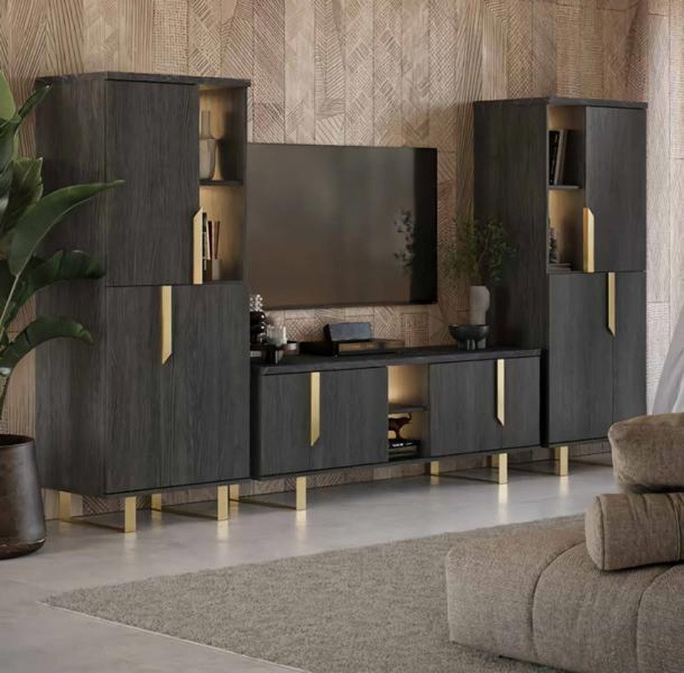 JVmoebel Wohnwand TV-Ständer 2 Schränke Moderne Wohnwand Wohnzimmer Set Modern 3tlg Holz, (3-St., 3 tlg.WOHNZIMMER SET (TV-STÄNDER+2 SCHRÄNKE), Made in Europa von JVmoebel