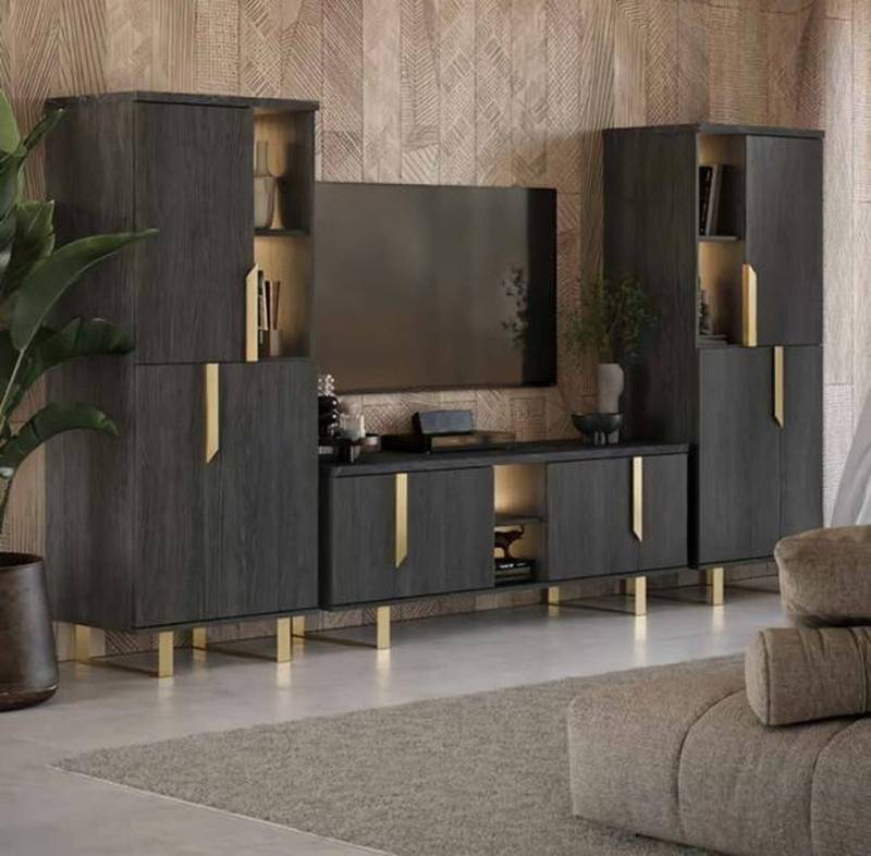 JVmoebel Wohnwand TV-Ständer 2 Schränke Moderne Wohnwand Wohnzimmer Set Modern 3tlg Holz, (3-St., 3 tlg.WOHNZIMMER SET (TV-STÄNDER+2 SCHRÄNKE), Made in Europa von JVmoebel