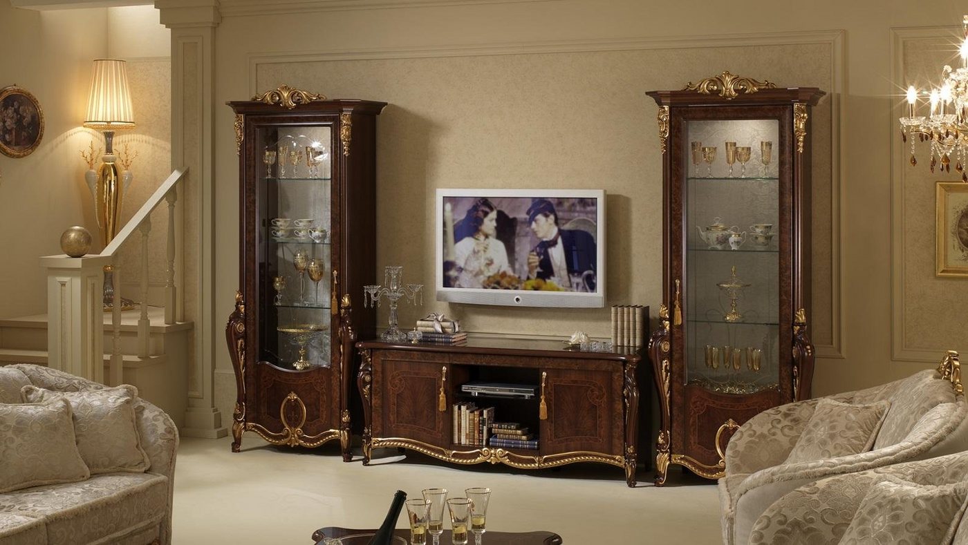 JVmoebel Wohnzimmer-Set Wohnwand Barock Stil Wohnzimmer Vitrine Sideboard rtv Regal von JVmoebel