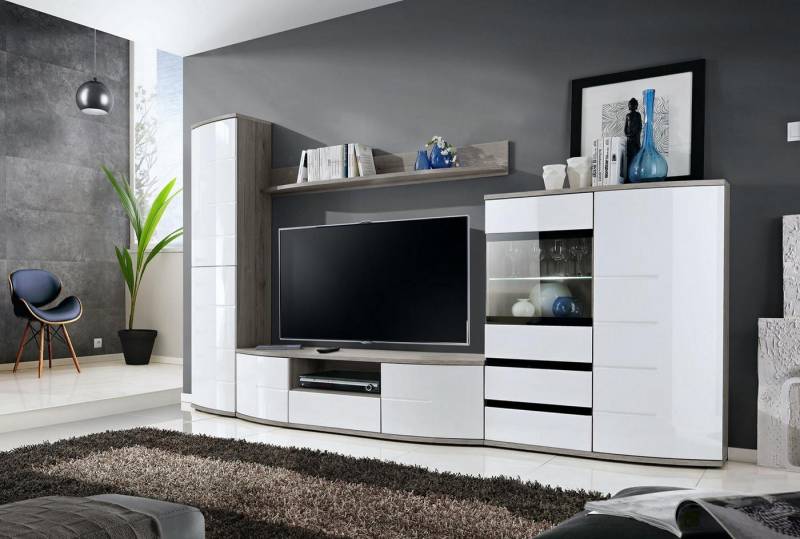 JVmoebel Wohnwand Set TV-Ständer Vitrine Regal Luxus Moderne Möbel zum Wohnen, (4-St., TV-Ständer/Regal/Schrank/Vitrine), Made in Europa von JVmoebel