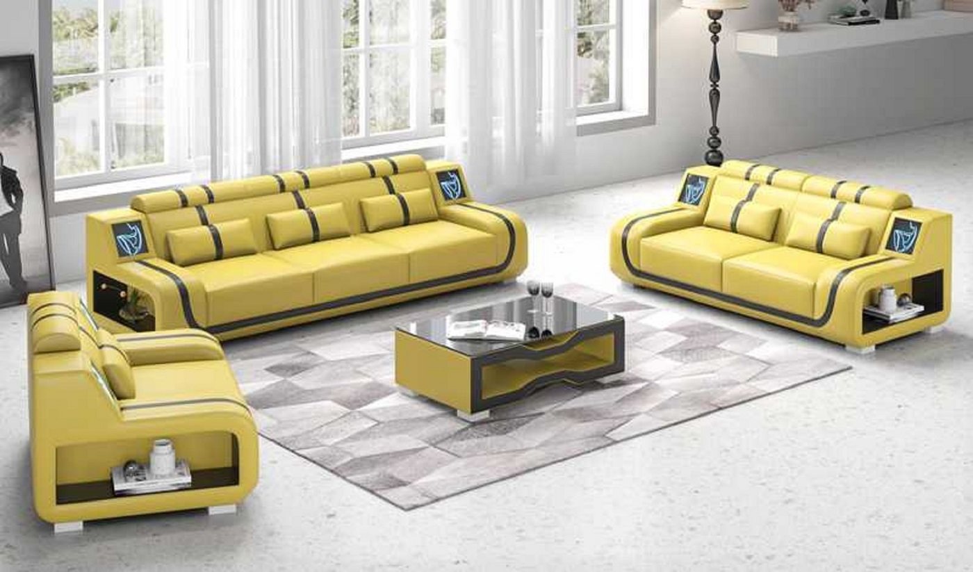 JVmoebel Wohnzimmer-Set Wohnzimmer Komplette 321 Sitzer Sofagarnitur Braun 3tlg, (3-St., Nur Sofa 2+3 Sitzer + Sessel), Made in Europe von JVmoebel