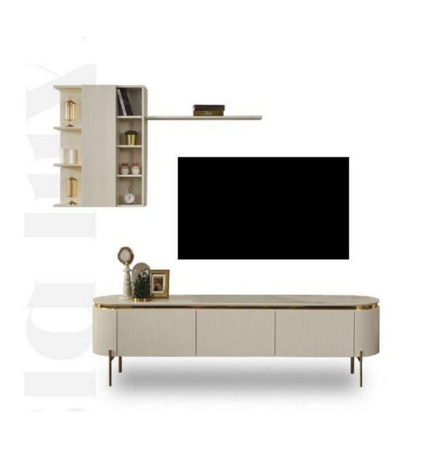 JVmoebel Wohnzimmer-Set Wohnzimmer Set Besteht aus TV Lowboard+Wandschrank mit Regal 2tlg., (2-St., 1x TV Lowboard + 1x Wandschrank mit Regal), Made in Europa von JVmoebel