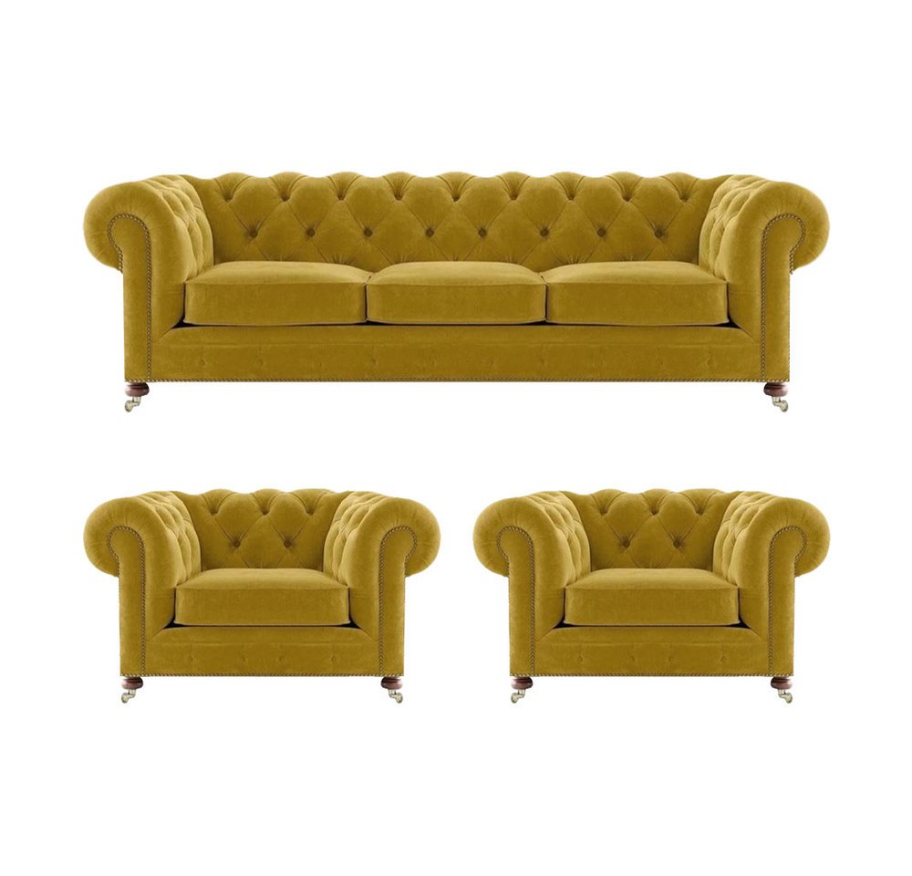 JVmoebel Wohnzimmer-Set Wohnzimmer Set Designer Garnituren Sofa Polstermöbel Luxus 2x Sessel, (3-St., 1x 3-Sitzer Sofa + 2x Sessel), Made in Europa von JVmoebel