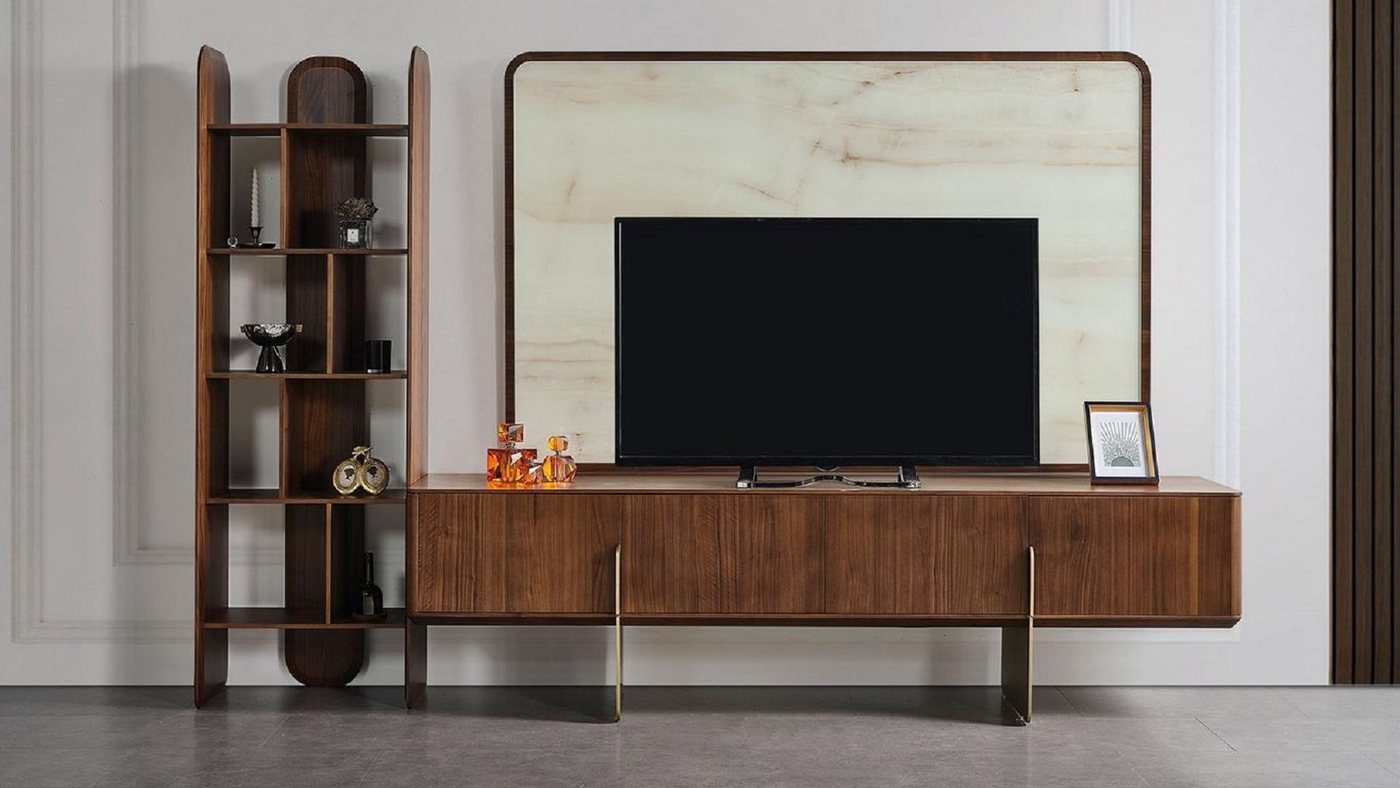 JVmoebel Wohnzimmer-Set Wohnzimmer Set Modern Bücherschrank TV Lowboard und TV Rahmen 3tlg, (3-St., 1x Bücherschrank + 1x TV Lowboard + 1x TV Rahmen), Made in Europa von JVmoebel