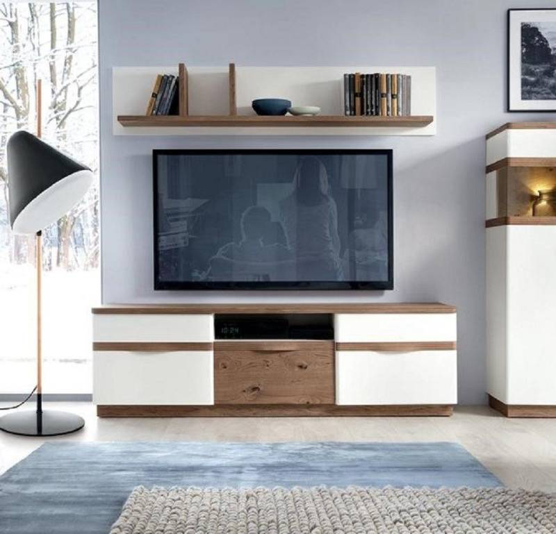 JVmoebel Wohnwand Wohnzimmer Set Modern Holzmöbel TV-Lowboard Wandregal Luxuriöses, (2-St., 2tlg. Wohnzimmer Set (TV-Lowboard + Wandregal)(TRK), Made in Europa von JVmoebel