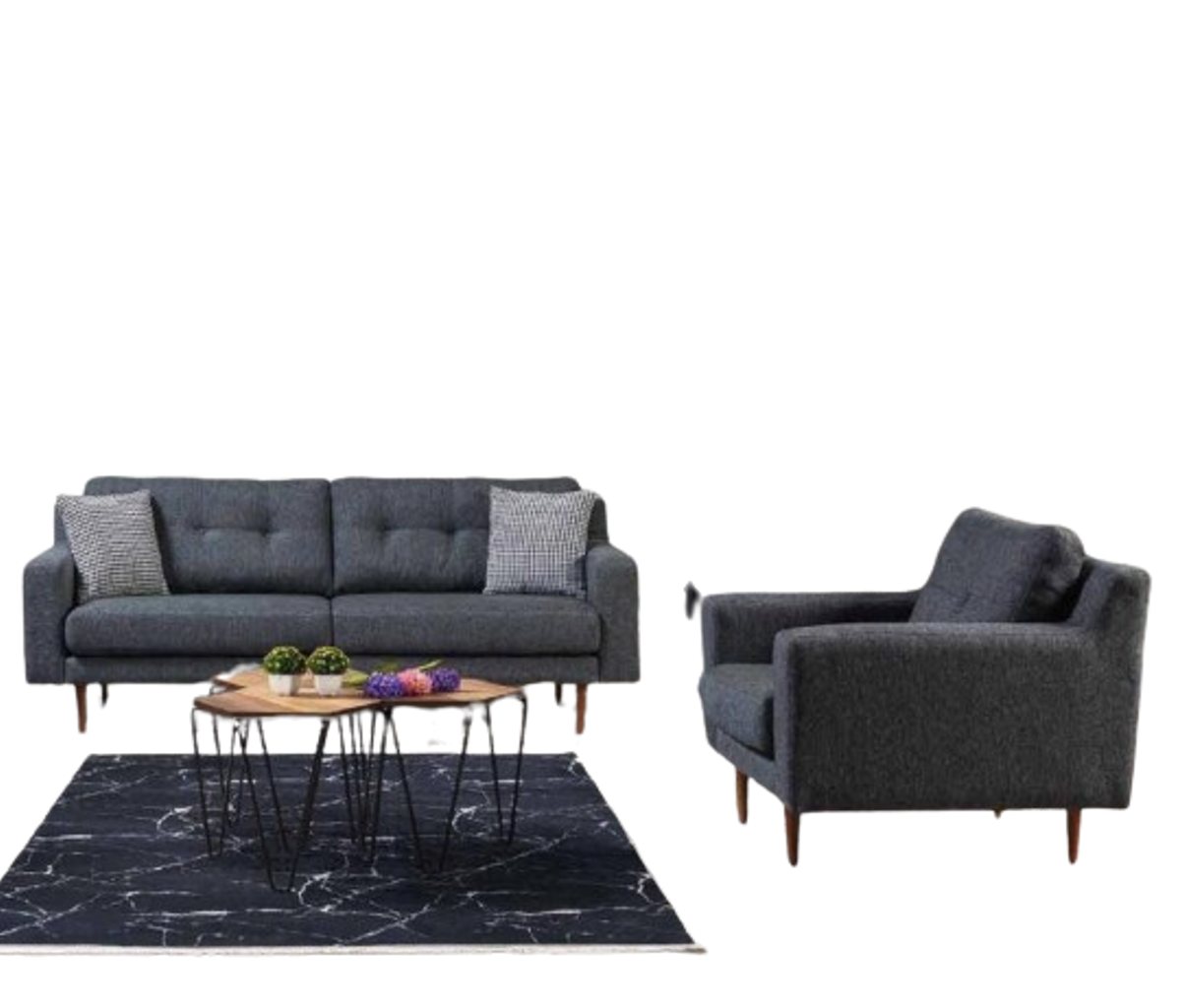 JVmoebel Wohnzimmer-Set Wohnzimmer Sitzgarnitur Luxuriöse Sofas Designer Lehnsessel 3tlg, (3-St., Wohnzimmer-Set 3tlg 3-Sitzer + 2x Sessel ohne Couchtisch), Made in Europa von JVmoebel