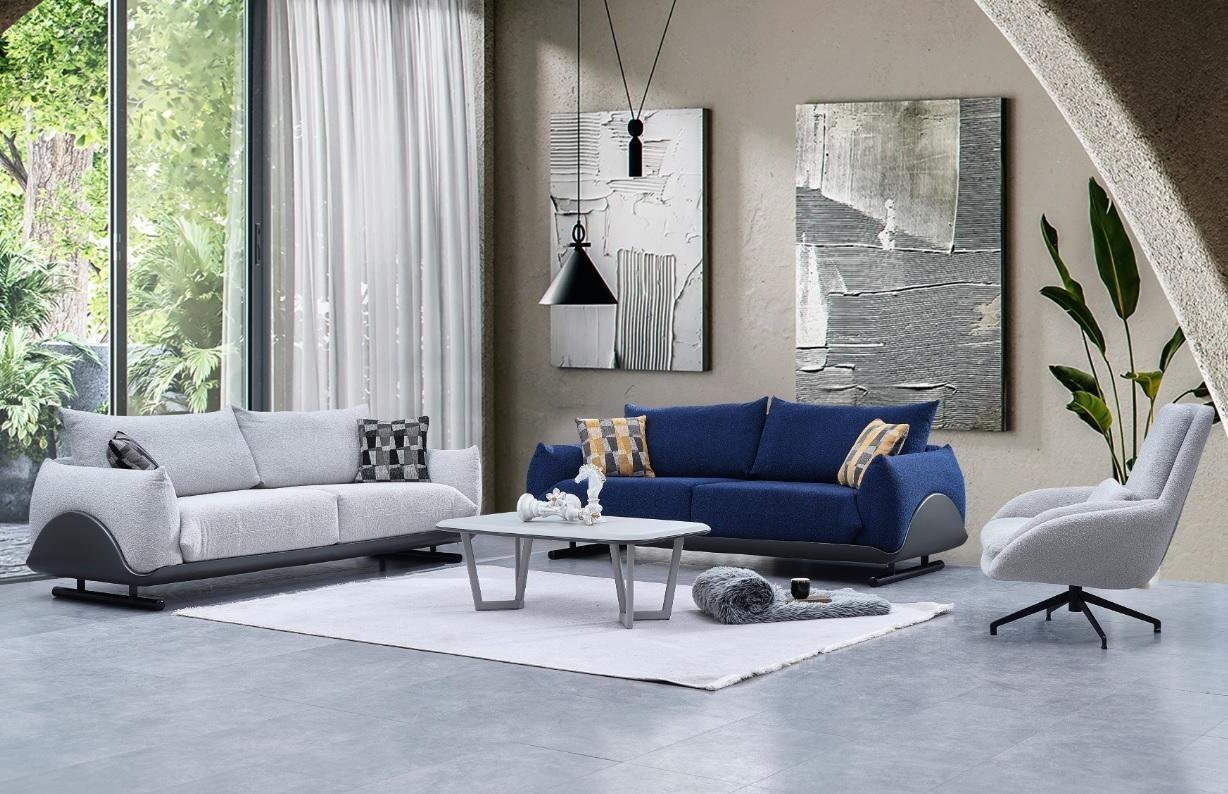 JVmoebel Wohnzimmer-Set Wohnzimmer Sofagarnitur Designer 3-Sitzer Sessel 3-er Couch 3tlg, (3-St., 2x 3-Sitzer + 1x Sessel ohne Couchtisch), Made in Europa von JVmoebel