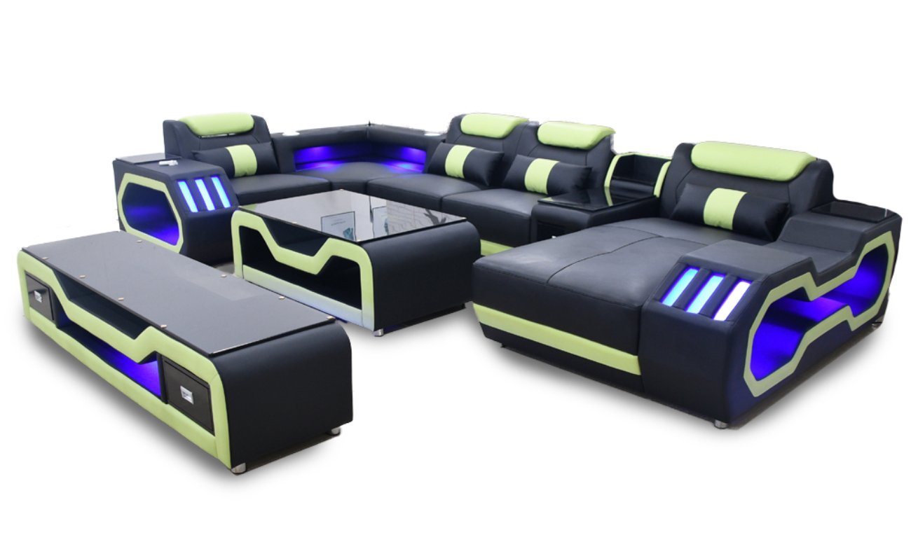 JVmoebel Wohnlandschaft Wohnzimmer set U-Form Ecksofa Couchtisch und TV Ständer Modern, 3 Teile, Made in Europa von JVmoebel