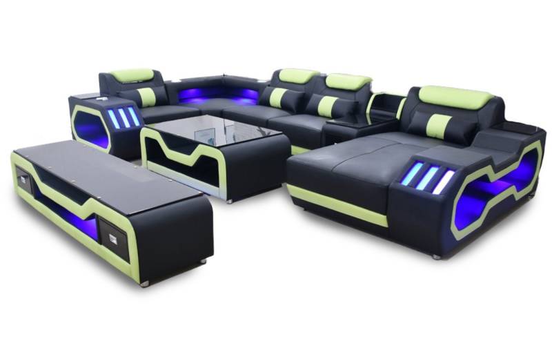JVmoebel Wohnlandschaft Wohnzimmer set U-Form Ecksofa Couchtisch und TV Ständer Modern, 3 Teile, Made in Europa von JVmoebel